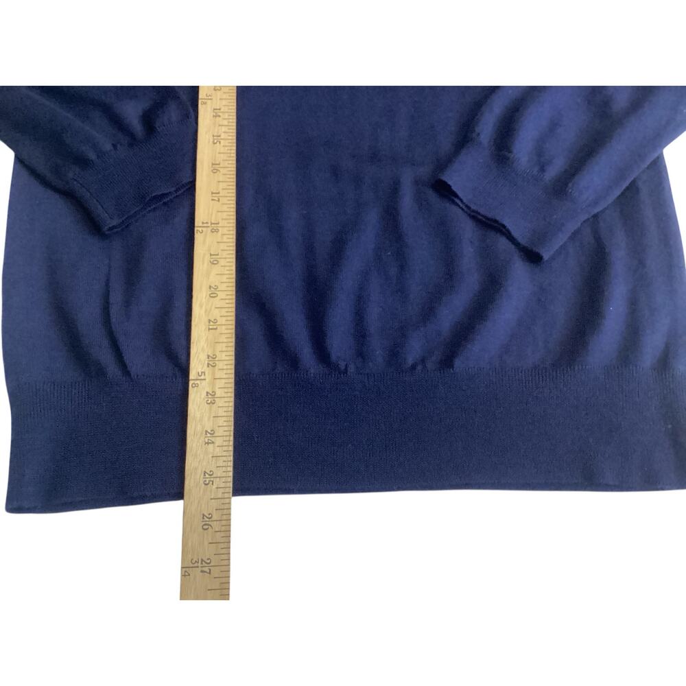J.Crew Women's Navy Blue 100% Merino Wool Crewneck Sweater Pink Anchor Logo XL - Picture 8 of 8
